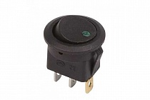 Выкл клавишный КРУГЛ 12В 16А ON-OFF 3с черный с крас подсв RWB-215 MIRS-101E-8C/D Rexant 36-2580